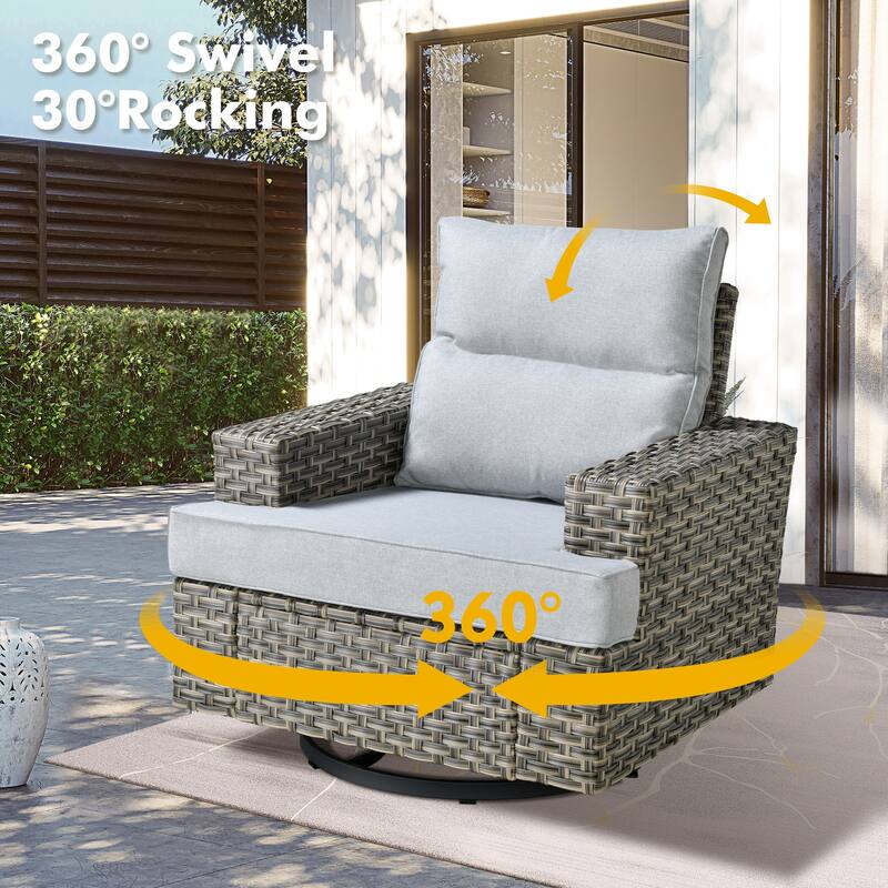 XIZZI 9-piece Outdoor Patio Wicker Furniture Swivel Chair Set