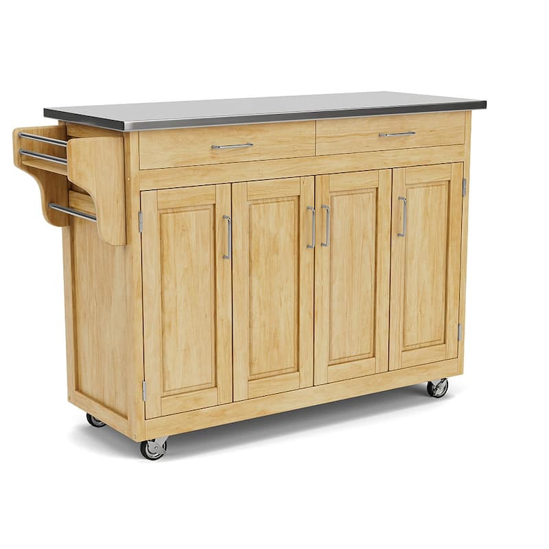 Homestyles Create-a-Cart Natural Mobile Kitchen Cart with Stainless Steel Top