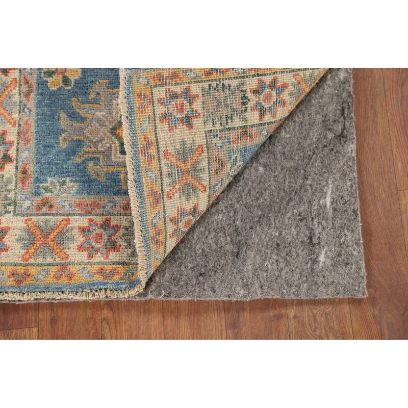 Hand Knotted Oriental 100% Wool Carpet Traditional Geometric Navy Blue & Blues Kazak Area Rug - 2' 10'' X 1' 11''