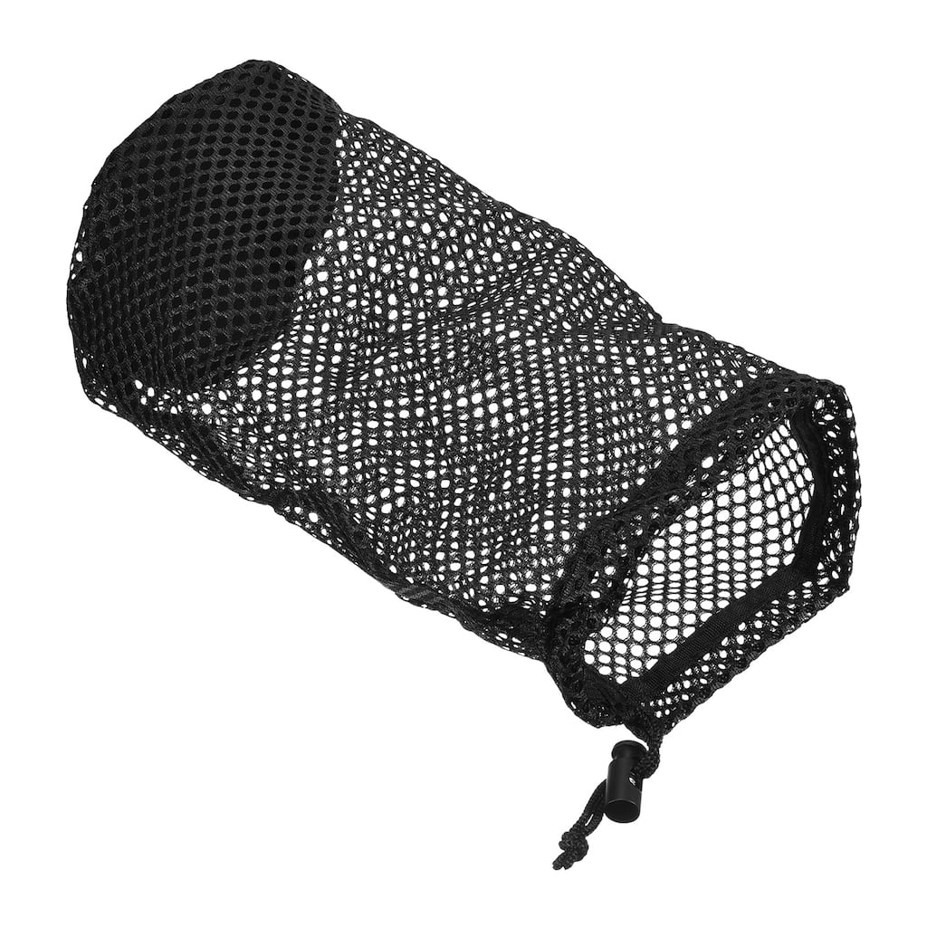 Nylon Mesh Net Bag Drawstring Pouch for Tennis Golf Ball Storage Black