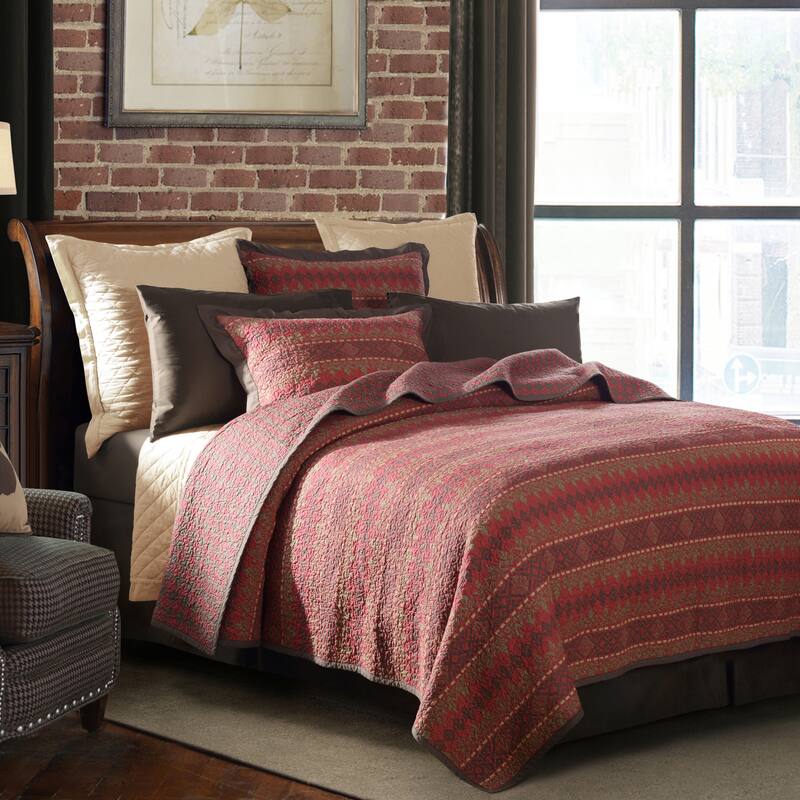 Paseo Road Rushmore Diamond Geometric 3 Piece Reversible Quilt Set