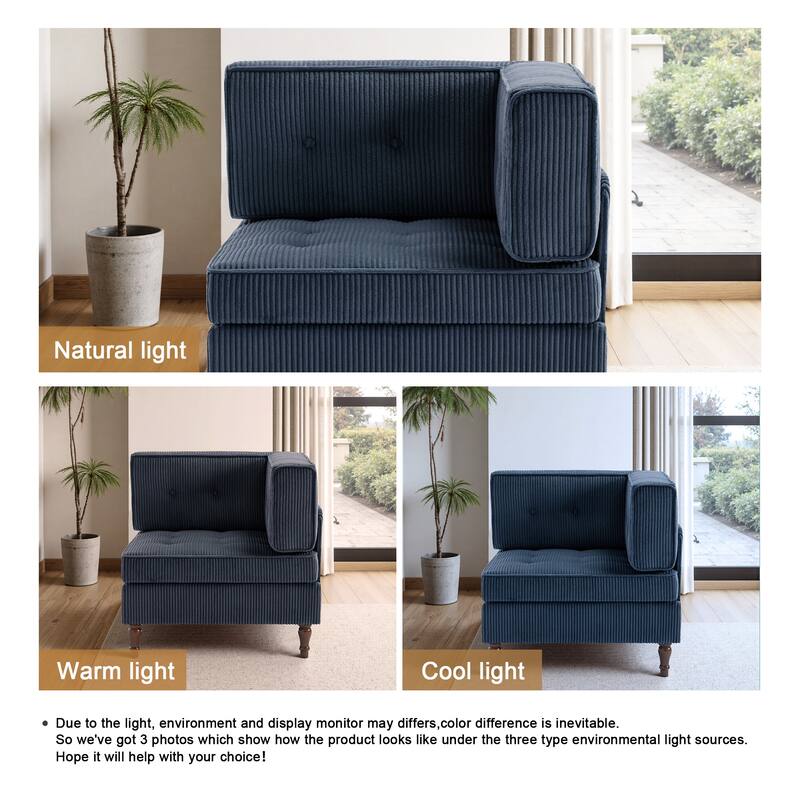 UIXE Corduroy Modular Corner Sofa Lounge Corner Arm Chair
