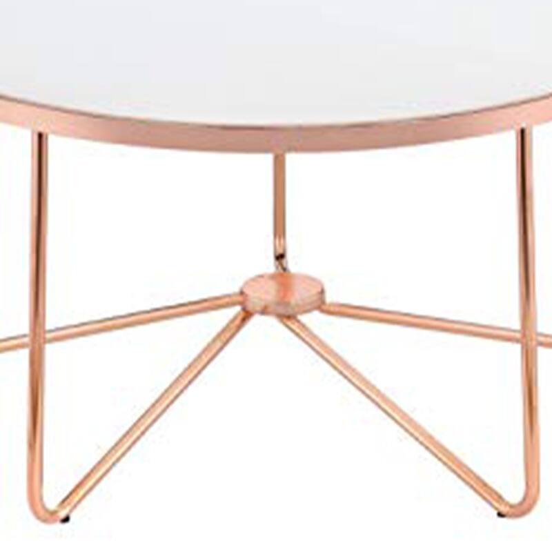 Striking Coffee Table, Frosted Glass & Rose Gold
