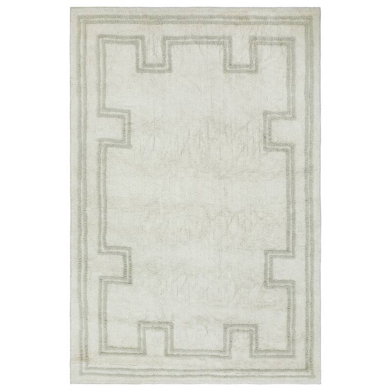Terra by Obeetee Turin Border Gray Rug - 2'6" x 8' - Cream/Onyx