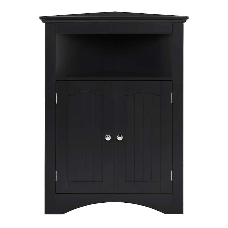 Free Standing Wooden Corner Storage Cabinet with Doors and Shelves