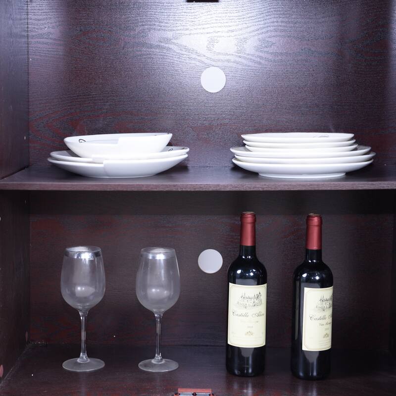 Sideboard Cabinet with 3 Tempered Glass Doors, Buffet Cabinet with Adjustable Shelf, Freestanding Wooden Storage Cabinet