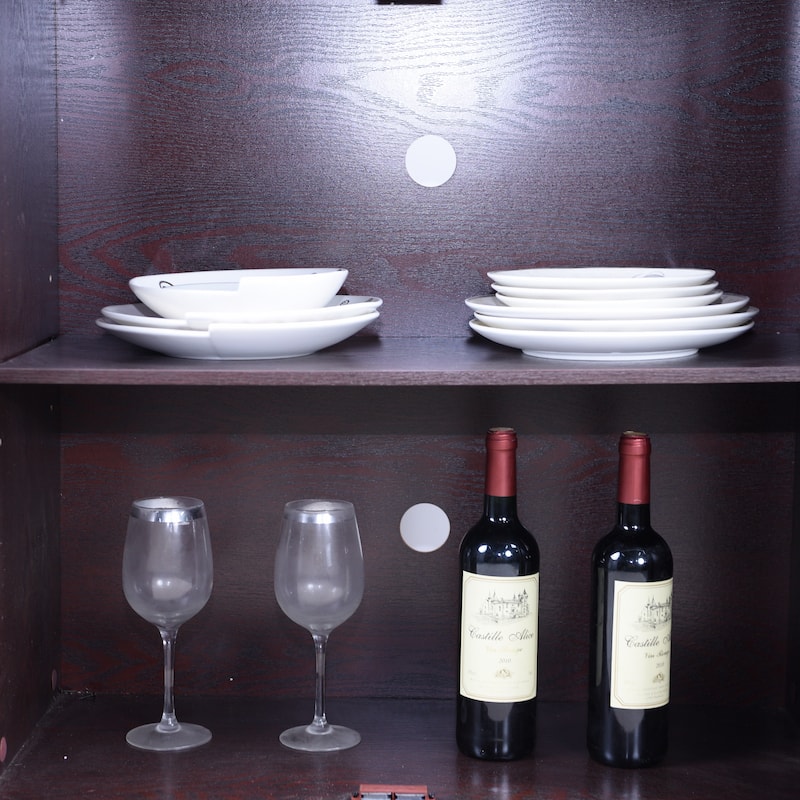 Spacious size sideboard 3 clear tempered glass doors buffet with adjustable shelf