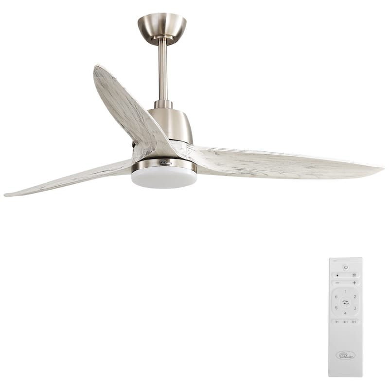 Sofucor 56 inch Ceiling Fans with Light,Remote Control,3 Solid wood Blades Farmhouse ,Large Airflow - 56 Inches - Gray