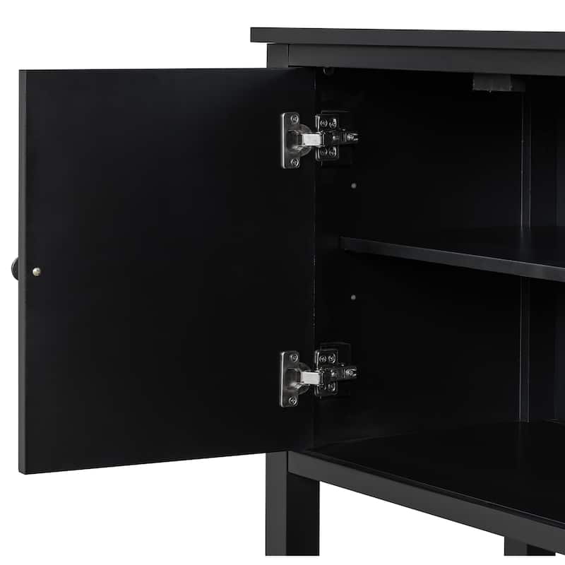59.8" Storage Console Tables with 4 Doors and Bottom Shelf, Farmhouse Entryway Table Sofa Table with Rubber Wood Legs