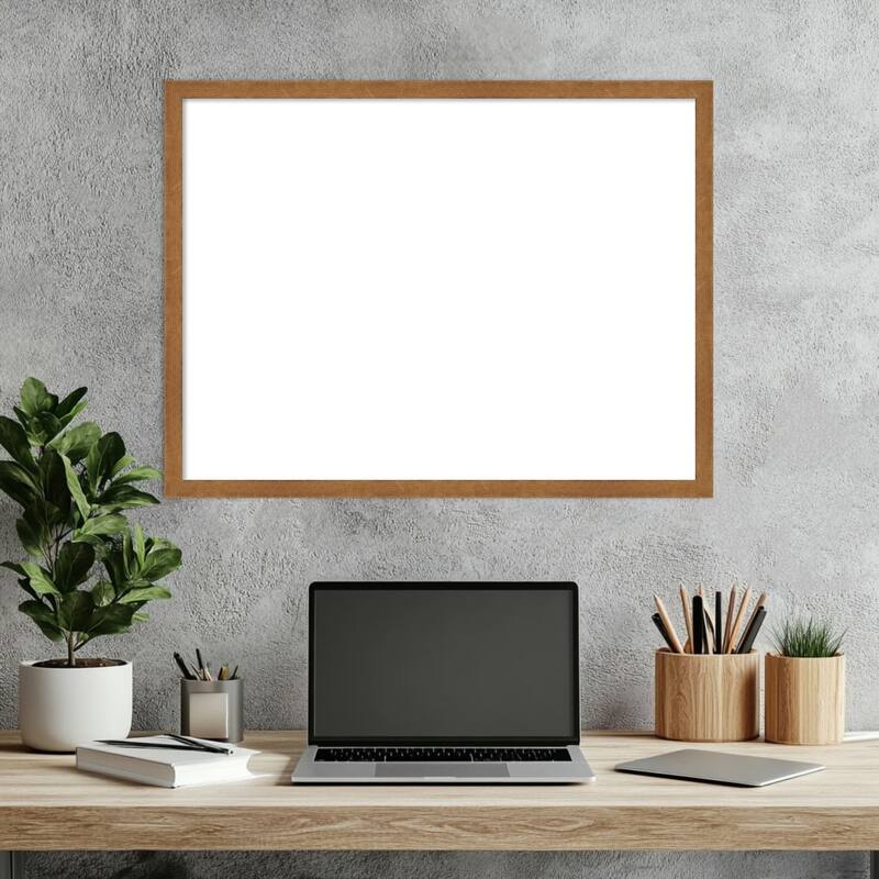 Amanti Art Carlisle Blonde Narrow Framed Dry Erase Magnetic Board