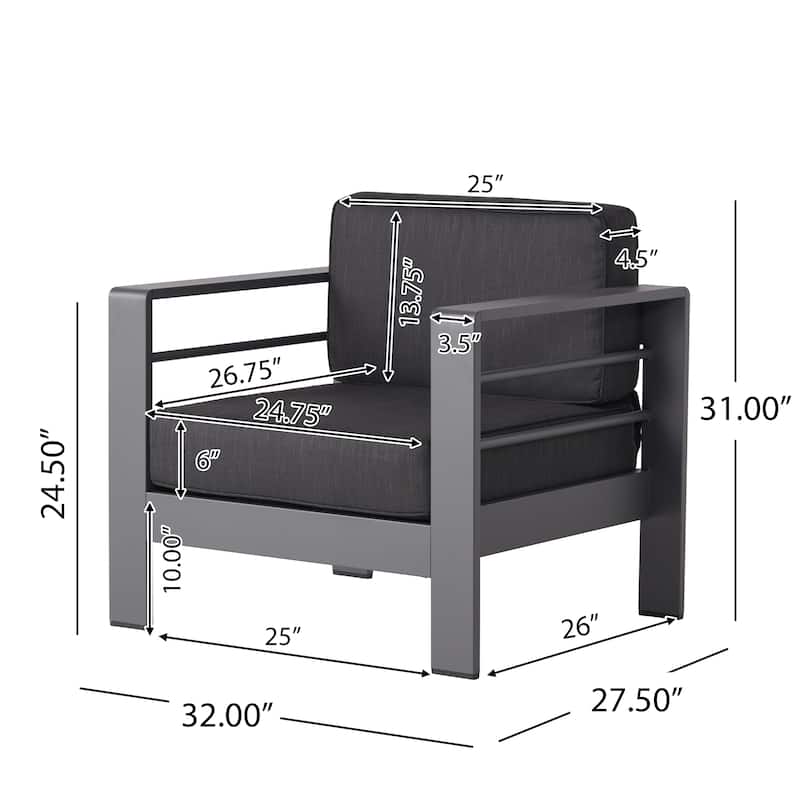 Cape Coral Outdoor Aluminum Tempered Glass 4-piece Sofa Chat Set with Cushions by Christopher Knight Home