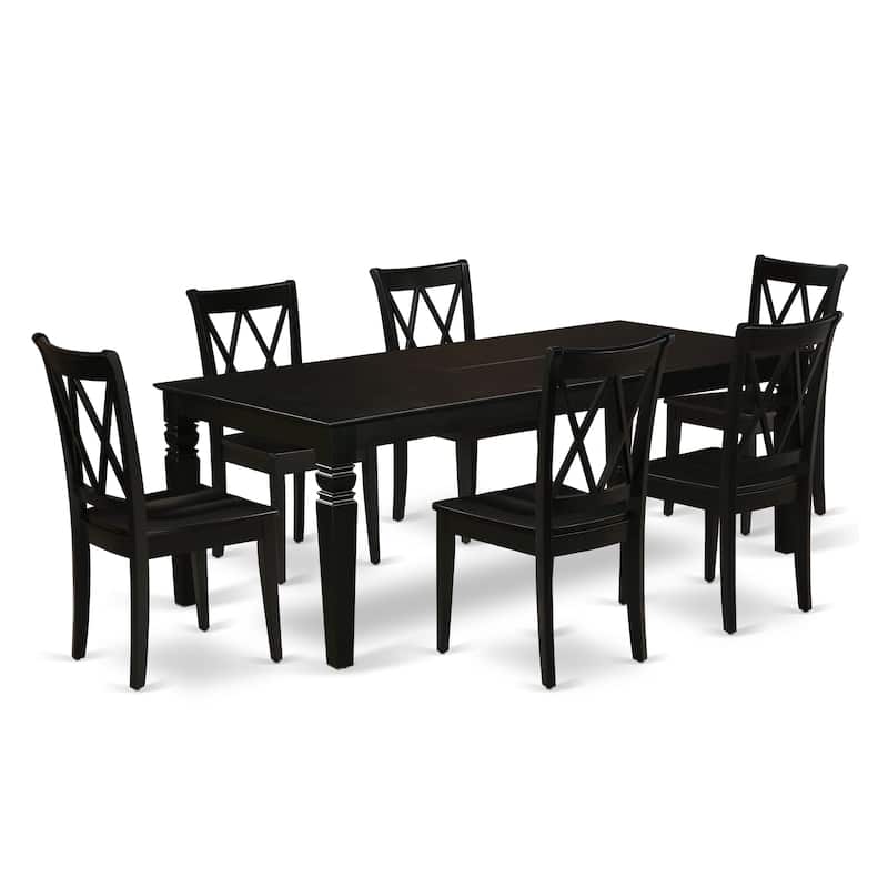 East West Furniture Kitchen Table Set- a Rectangle Dining Table and Solid Wood Seat Chairs, (Pieces Options)