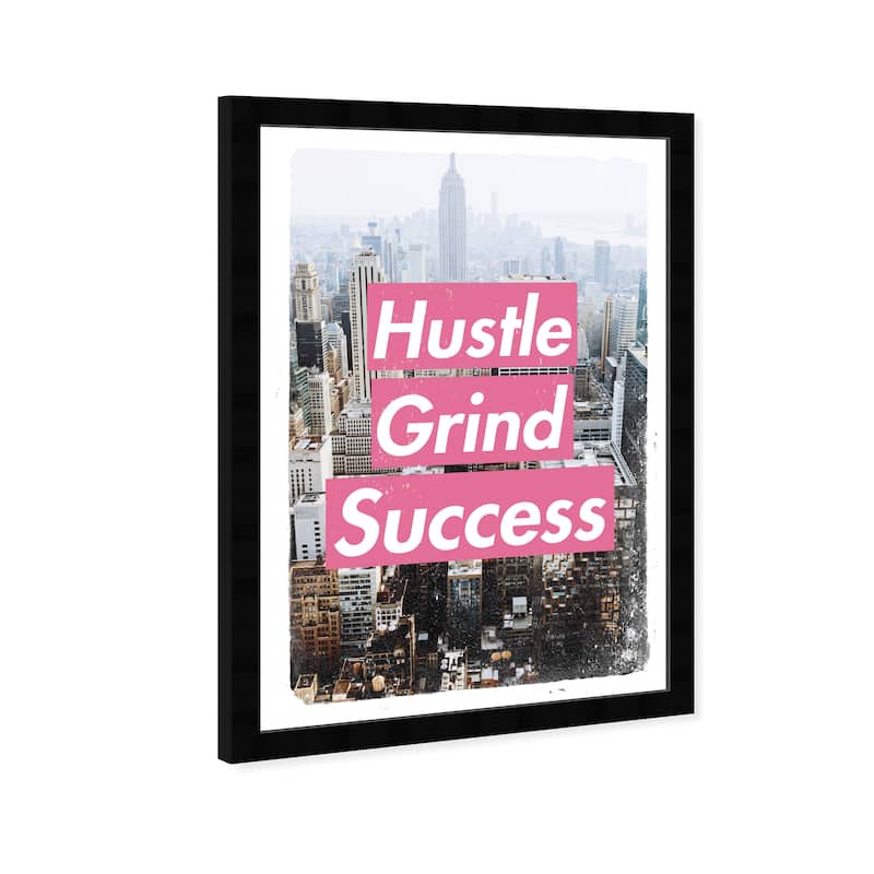 Wynwood Studio Prints Typography and Quotes Hustle City Pink Pink and Rose Pink Modern & Contemporary Wall Art Canvas Print