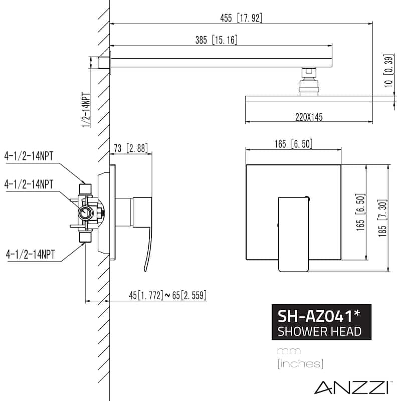 ANZZI Viace Series 1-spray Fixed Showerhead in Polished Chrome