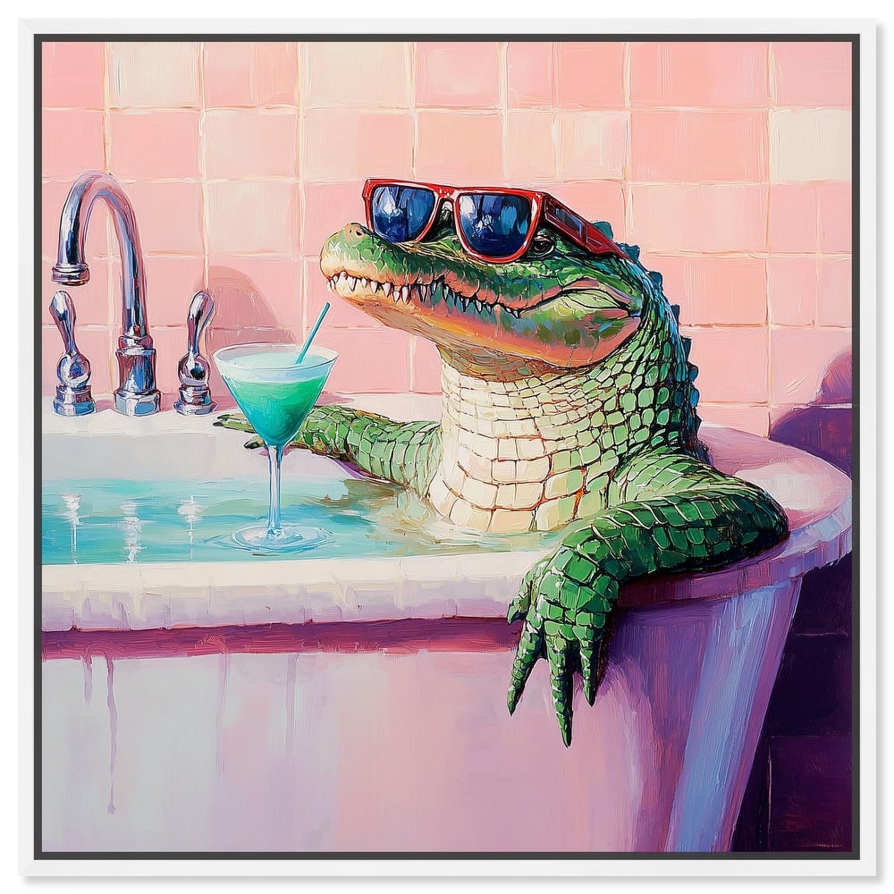 Cocktail Croc II Canvas by Art Remedy