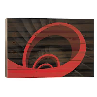 A Red Spiral Print On Wood by Inge Schuster - Multi-Color