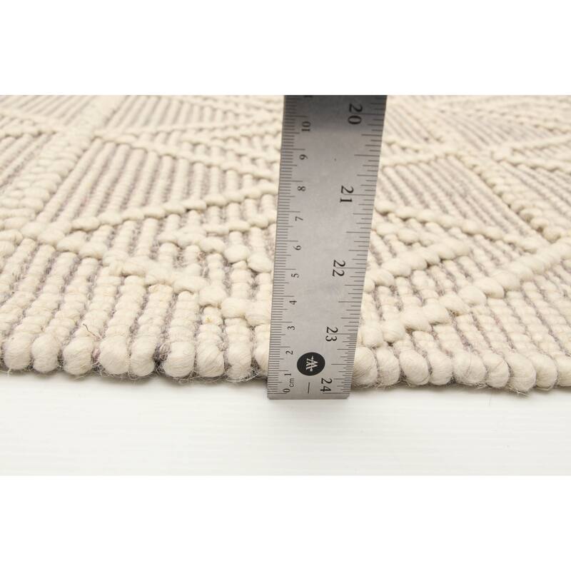 ECARPETGALLERY Braid weave Sienna Cream Wool Rug - 5'0 x 8'0