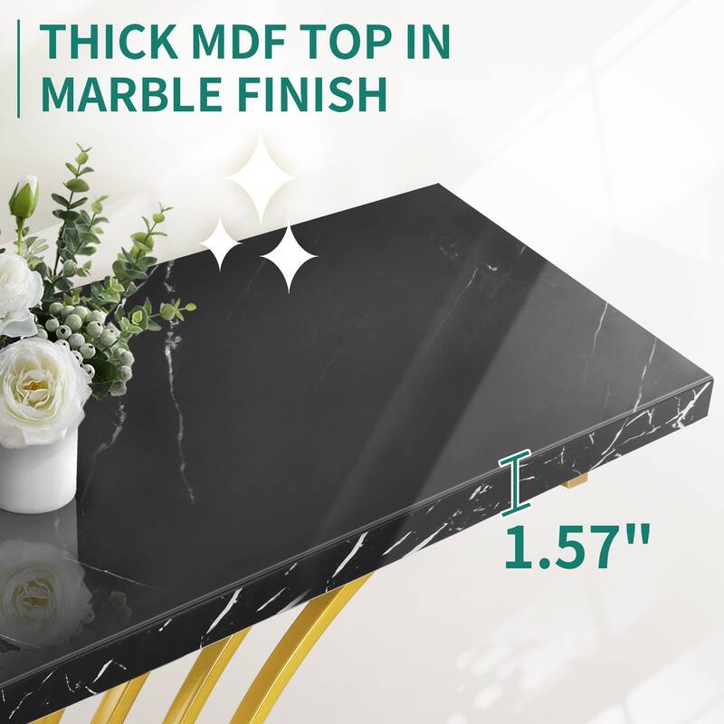 Moasis 39" Modern Faux Marble Console Table with Gold Base, Entryway Sofa Table for Living Room