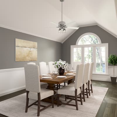 Hunter 52" Audry Brushed Nickel Indoor Chandelier Inspired Ceiling Fan LED Light Kit, Handheld Remote Glam, Transitional