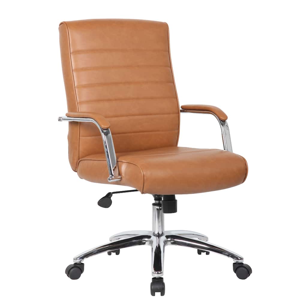 Megh Rolling Executive Conference Chair, Caramel Vinyl, Spring Tilt