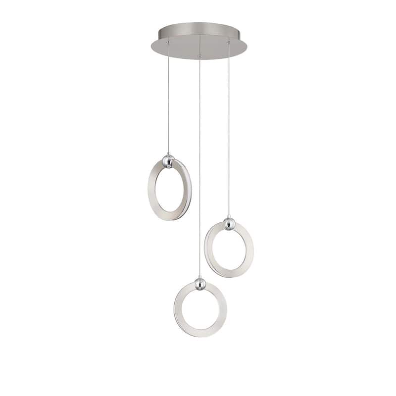 Justice Design Group Hermosa LED 3-Light Multi-Pendant - Brushed Nickel w/ Chrome Accents Finish