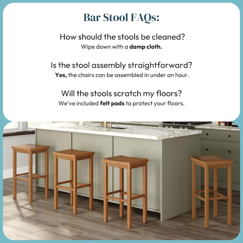 Now Furniture Solid Wood Backless Saddle Seat Bar Height Stool