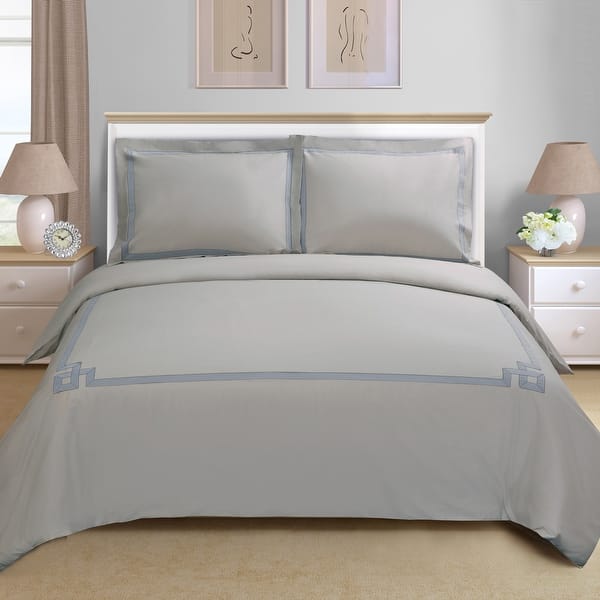 slide 2 of 10, Superior Miller 3-piece Duvet Cover Set Grey - Full - Queen