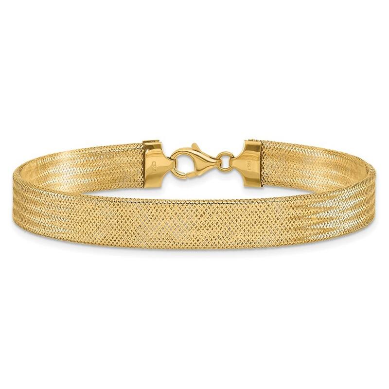 Curata 14k Polished Mesh Bracelet 7.25 Inch
