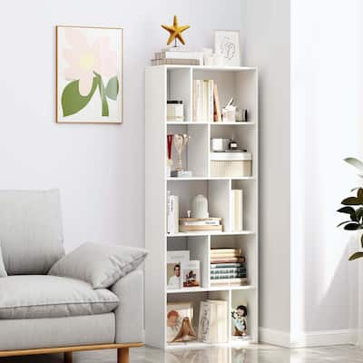 1/2 PCS 5-Tier Geometric Bookshelf 63" Freestanding Storage Bookcase