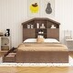 preview thumbnail 42 of 69, Wooden platform bed with house shaped storage headboard and drawers