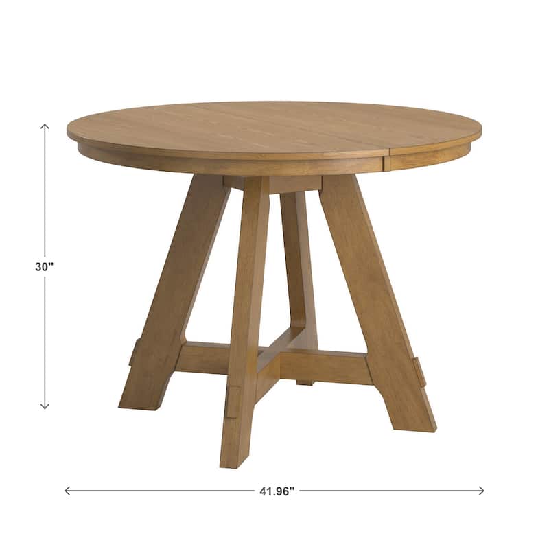 Harstad 42"-60" Extendable Round Dining Set with Vegan Leather Upholstered Chairs by iNSPIRE Q Modern