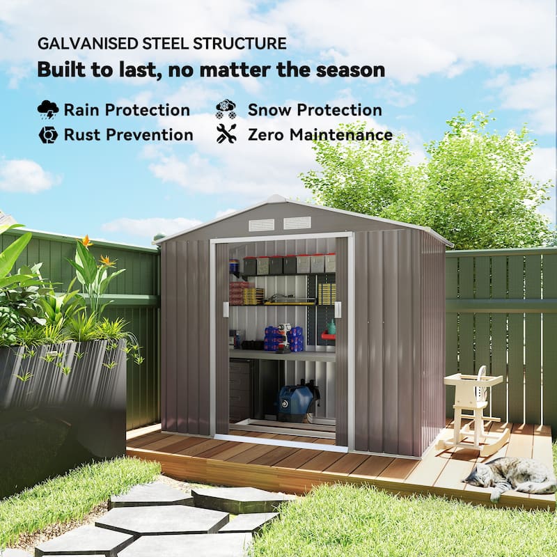 Outsunny Metal Outdoor Shed Organizer & Garden Storage