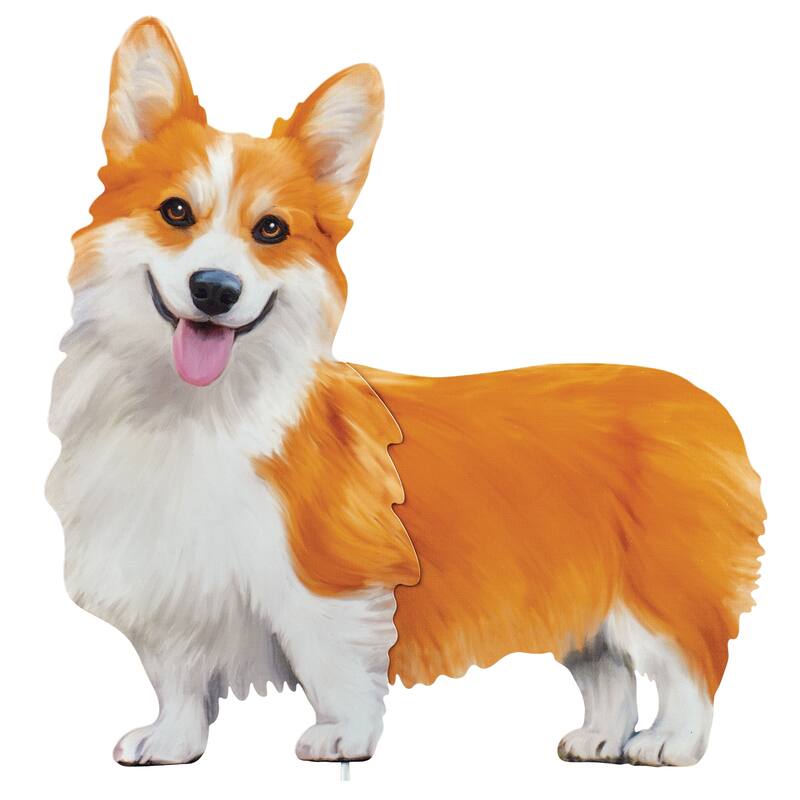 Realistic Charming Corgi Outdoor Garden Stake - 16.25 x 23 x 0.25