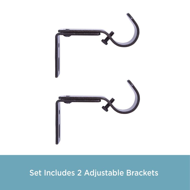 Kenney® 1" Adjustable Curtain Rod Mounting Brackets, Set of 2, Dark Brown