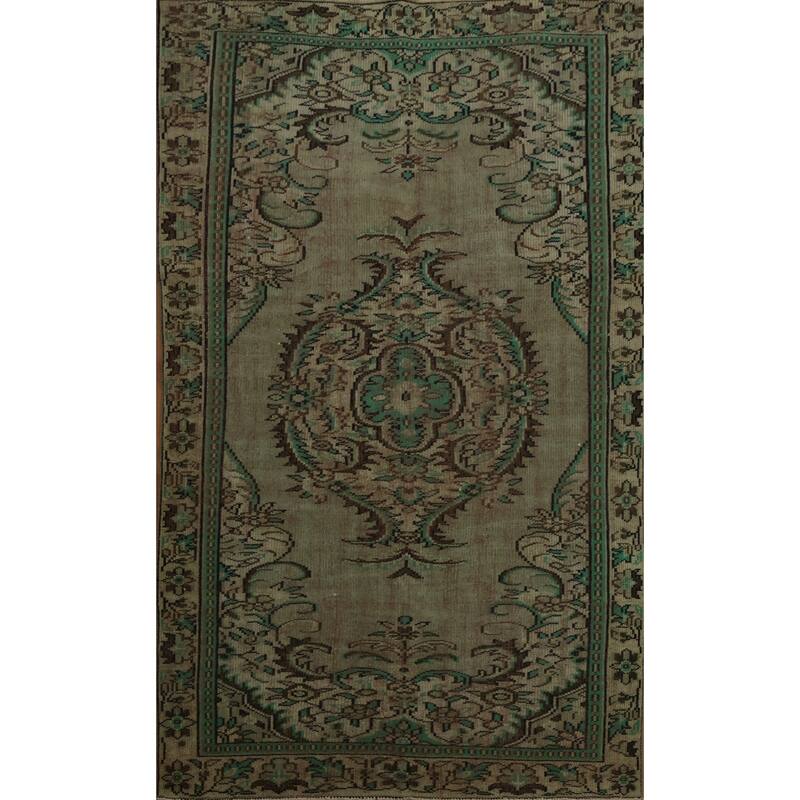 Hand Knotted Oriental 100% Wool Carpet Transitional Floral Brown Anatolian Area Rug - 8' 9'' X 5' 0''