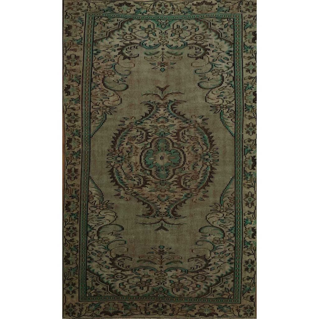 Hand Knotted Oriental 100% Wool Carpet Transitional Floral Brown Anatolian Area Rug - 8' 9'' X 5' 0''
