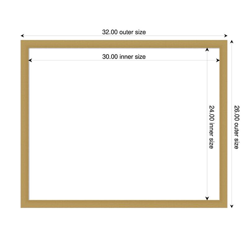 Amanti Art Grace Brushed Gold Narrow Framed Dry Erase Magnetic Board - 32 x 26 in - Grace Brushed Gold Narrow