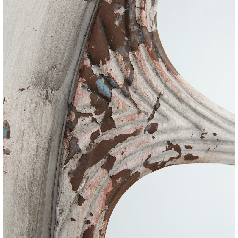 White Metal Window Pane Inspired Room Wall Mirror with Arched Top