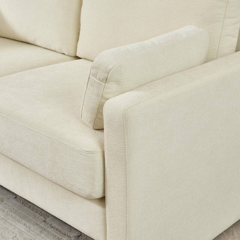 Love Seat with Back Cushions for Bedroom, Accent Sofa Couch with Square Armrests, Multifunctional 2-Seat Settee