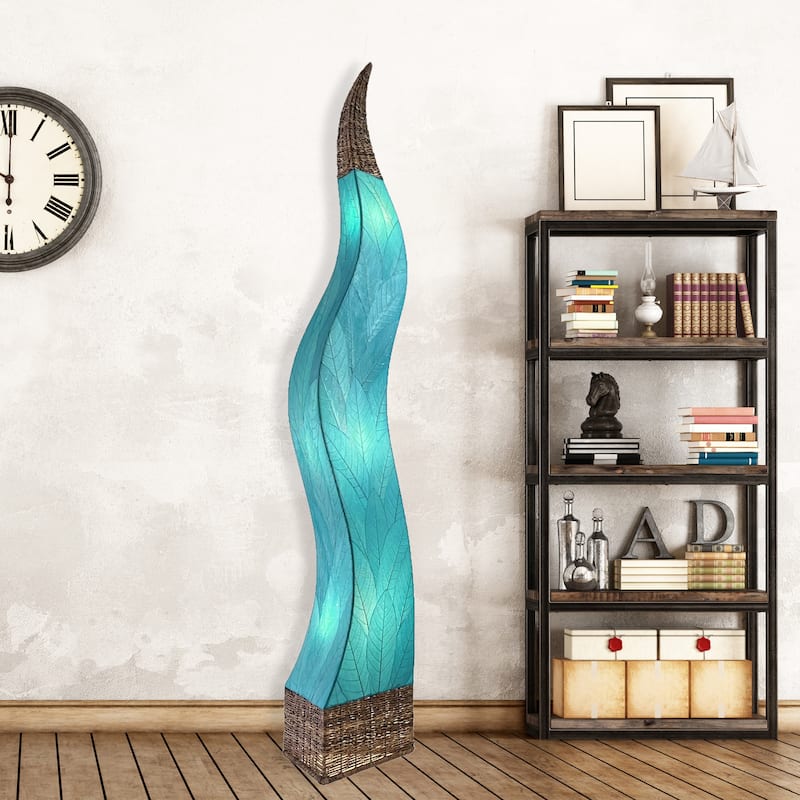 Eangee Handmade Flame Giant Lamp, Cocoa Leaves Shade, 13 x 13 x 72 in. - 13 x 13 x 72