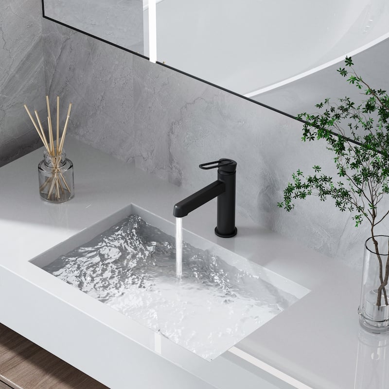 Modland Single Hole Bathroom Faucet, NSF/CUPC Certified 200K Leak-Proof, Matte Black / Chrome