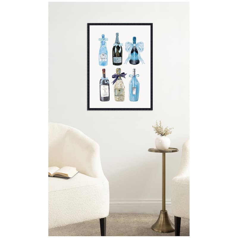 Kate and Laurel Blue Champagne (28x38in) by Honey Island Studio Framed Canvas Wall Art Print
