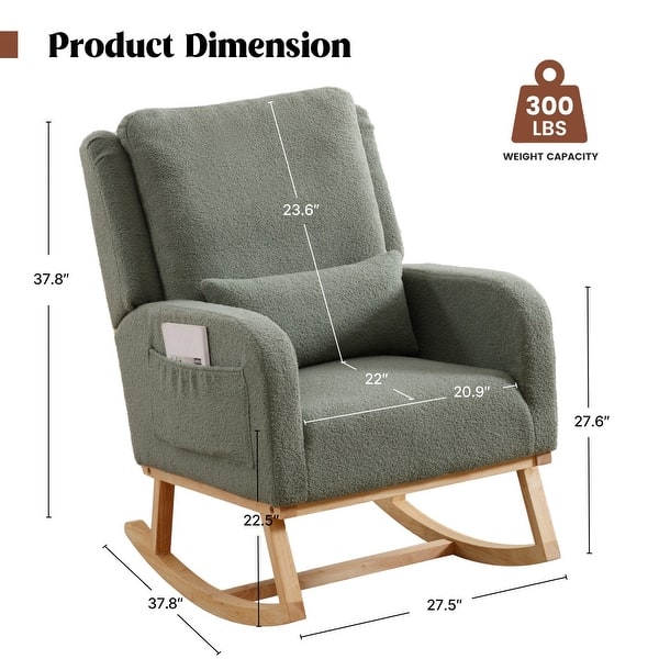 dimension image slide 3 of 8, HOMYKA 27.5" Wide Rocking Chair for Nursery