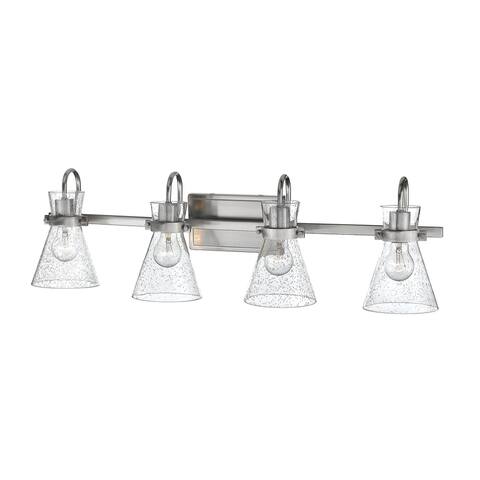 Millennium Lighting Layton 4 Light Bathroom Vanity Fixture in Brushed Nickel with Seeded Glass Shade