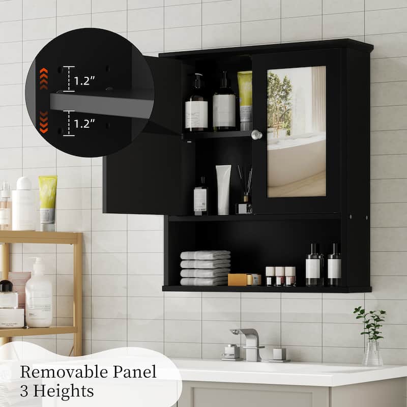 Futzca Bathroom Cabinet Wall Mounted, Storage Cabinet with Doors and Mirror
