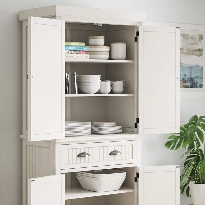 Homestyles Nantucket Sanded Off-White Pantry with Four Doors - N/A