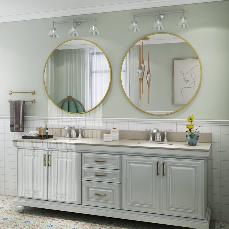 KIOTEE Full Length Round Aluminum Alloy Framed French Cleat Mounted Wall Decor Bathroom Vanity Mirror with 5-Year Warranty