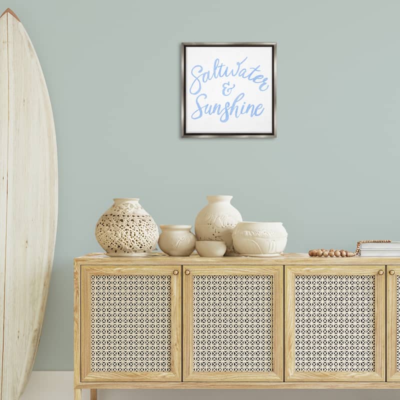 Stupell Minimal Saltwater & Sunshine Framed Floater Canvas Wall Art Design By SunDance Group