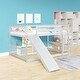 preview thumbnail 37 of 35, Full over Full Multiple Functional Bunk Bed with Slide & Ladder, Grey