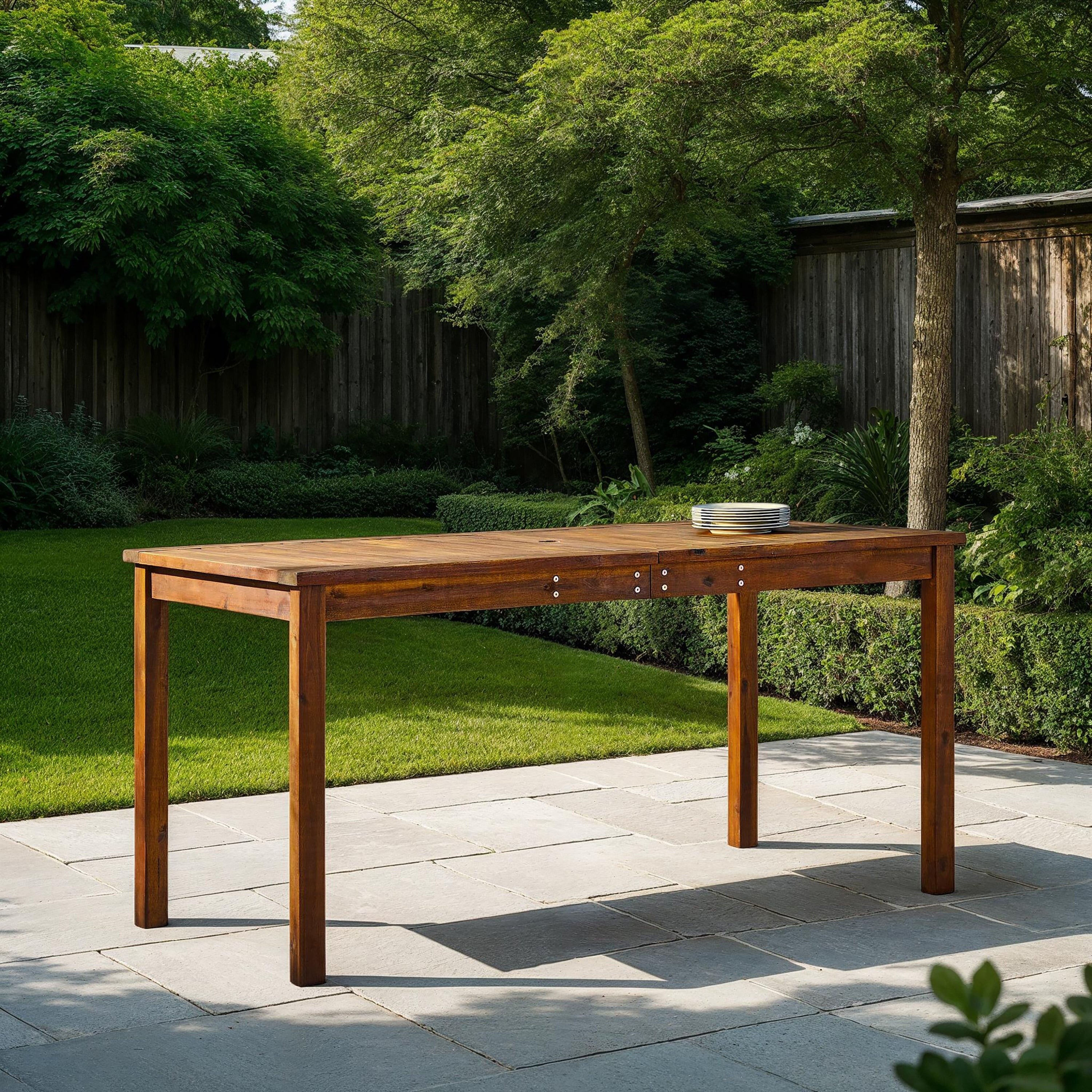 Roomfitters Stylish Outdoor Aluminum Dining Table with Sleek Wood-Look Top, Perfect for Dining and Entertaining Guests
